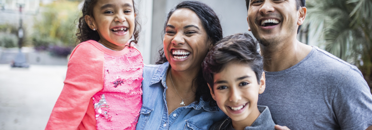 Portrait of a family with two children