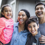 Portrait of a family with two children